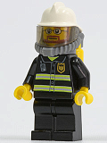 LEGO cty0165 Fire - Reflective Stripes, Black Legs, White Fire Helmet, Breathing Neck Gear with Airtanks, Yellow Hands, Beard and Glasses